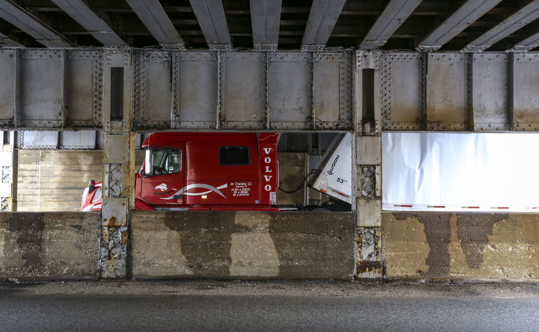 Harrison Street bridge claims another truck